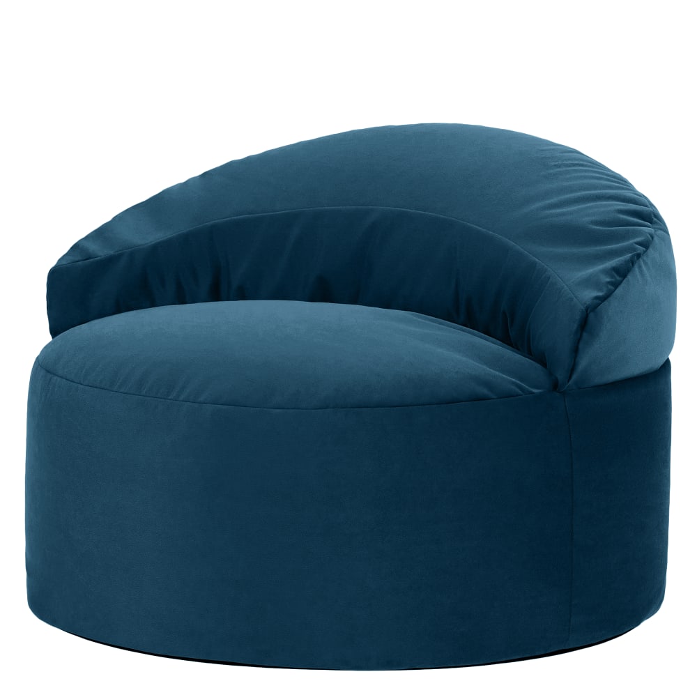 Pouf fauteuil d’appoint décoratif en velours bleu marine
