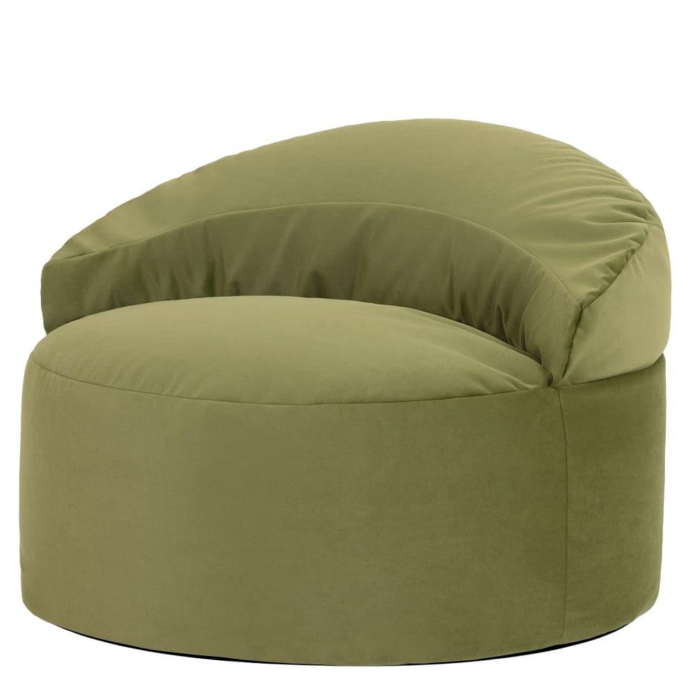 Pouf fauteuil d’appoint décoratif en velours vert olive