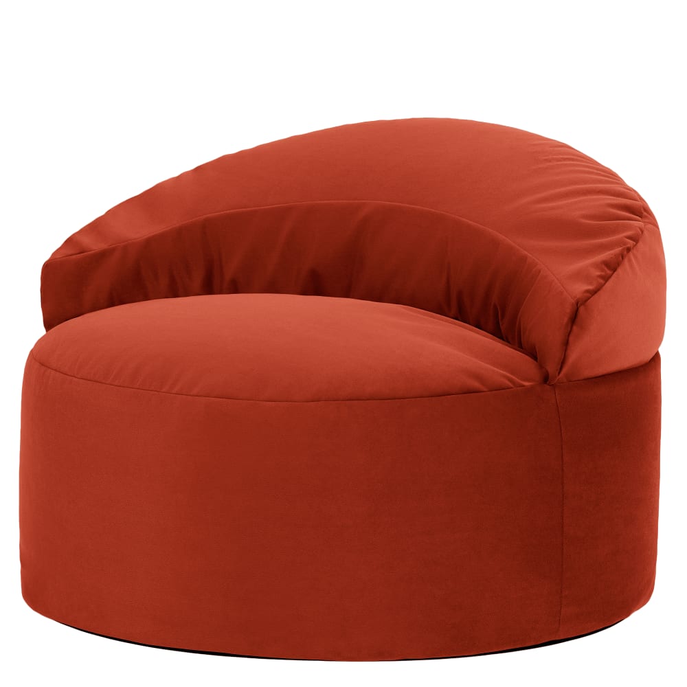 Pouf fauteuil d’appoint décoratif en velours terracotta