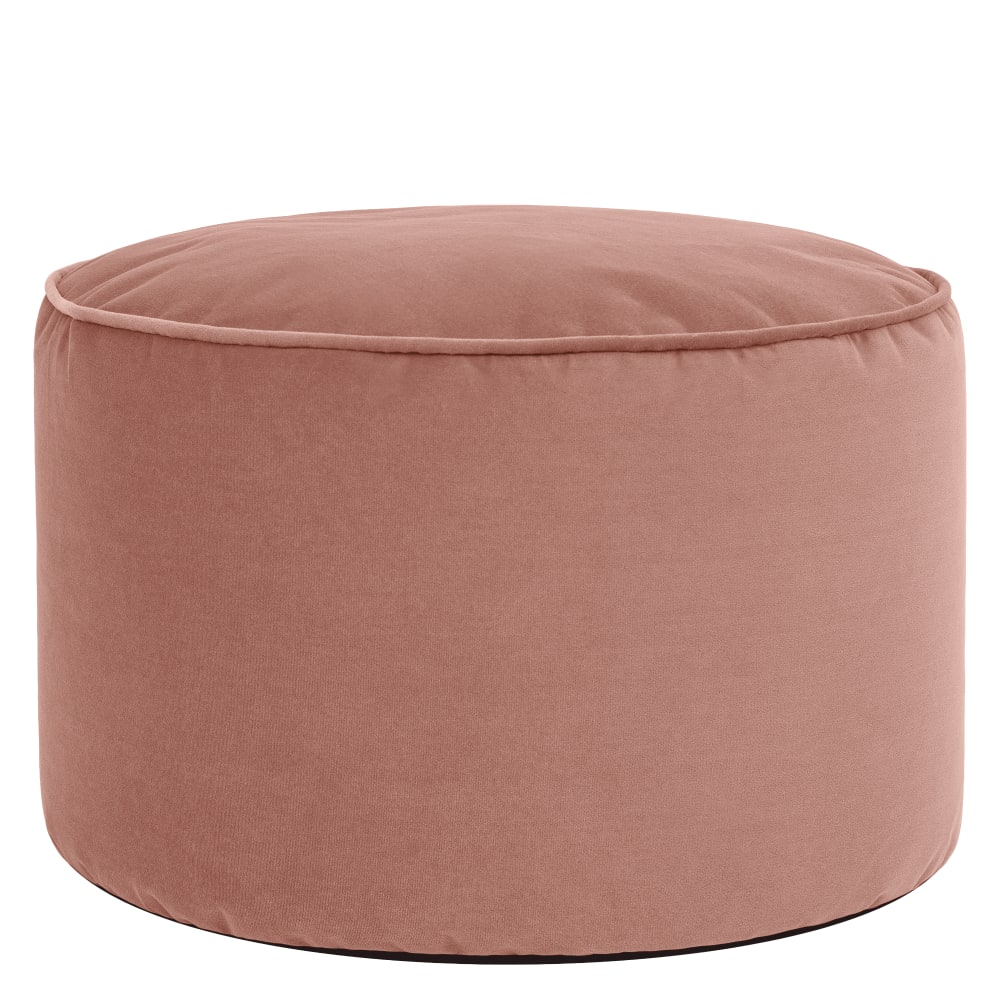 Pouf repose-pieds rond velours rose aube Pouf repose-pieds rond velours rose aube