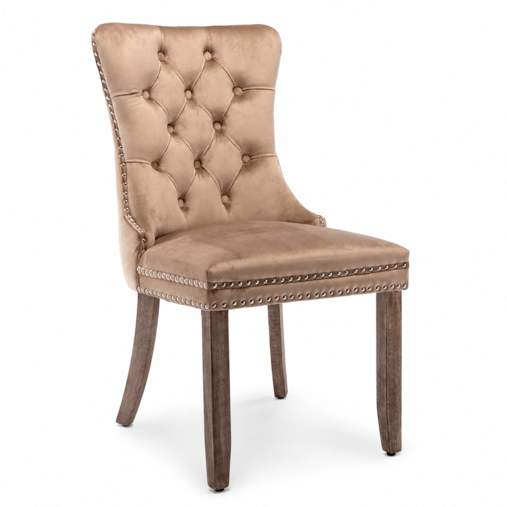 MODFU Polsterstühle 2er-Set Samt mit Holzbeinen 62 cm Khaki style modern Taupe Samt