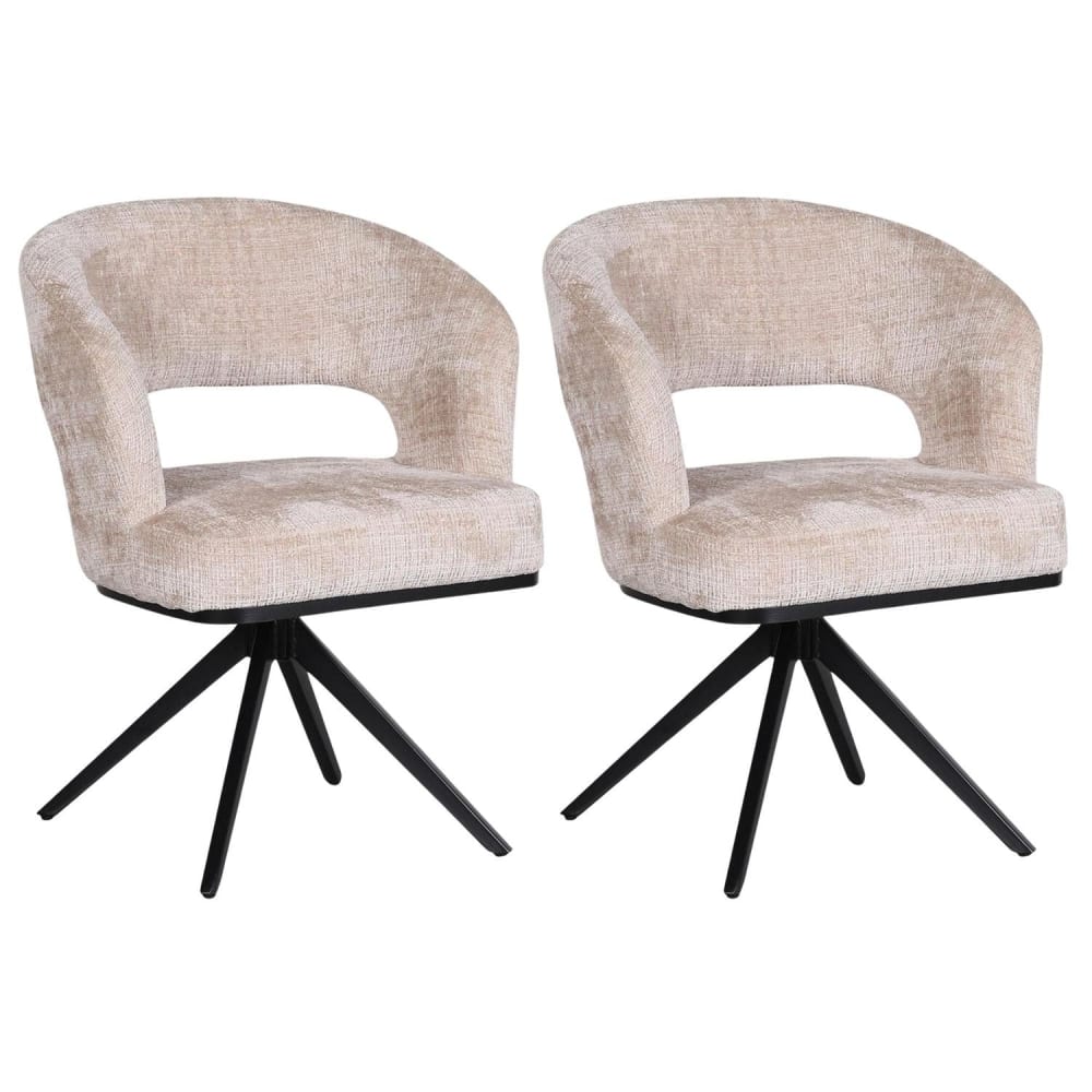 Pole to Pole 2er-Set Esszimmerstühle Avena, Cremeweiß Beige Stoff
