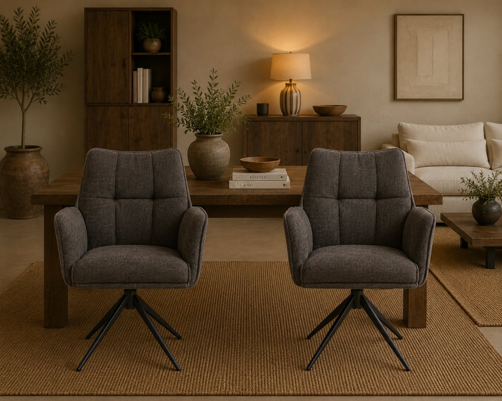 2er-Set Esszimmerstühle Sem drehbar, Dunkelgrau - Maisons Du