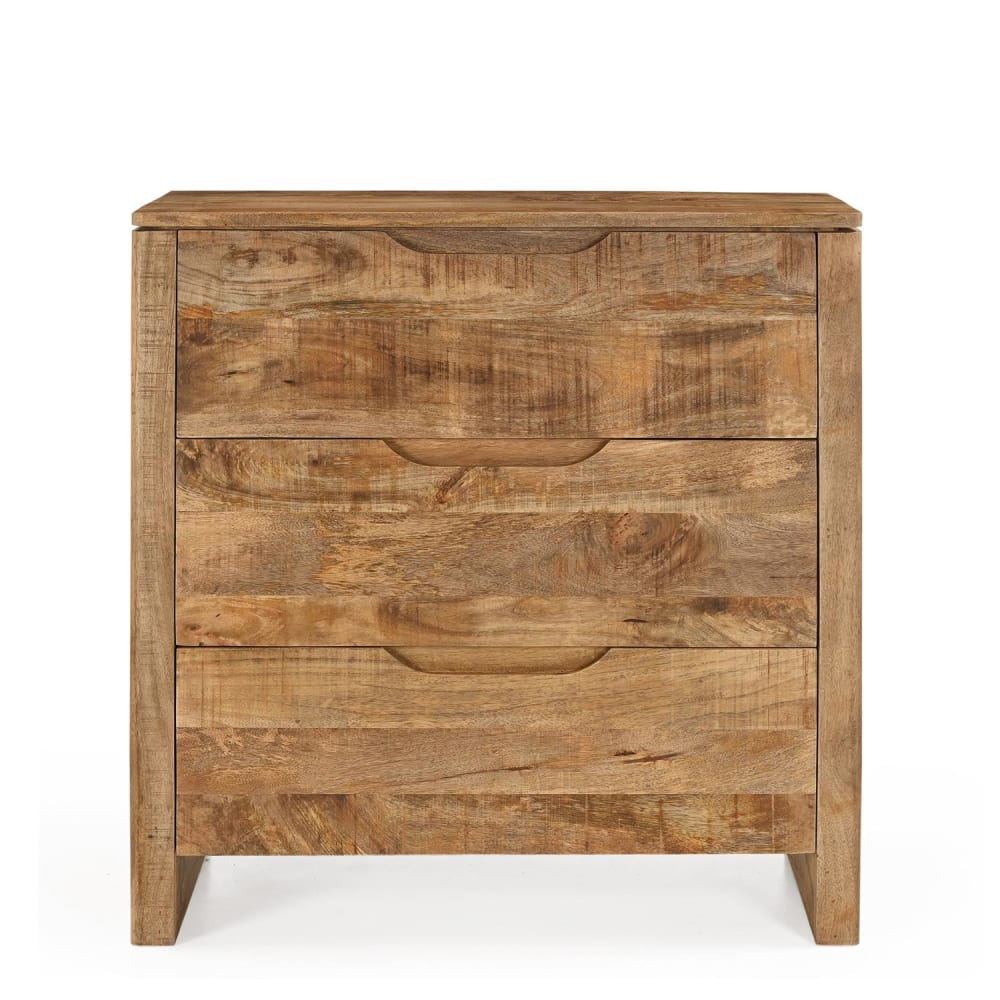 Benoa Kommode Sophie mit 3 Schubladen aus Mangoholz, Hellbraun - -