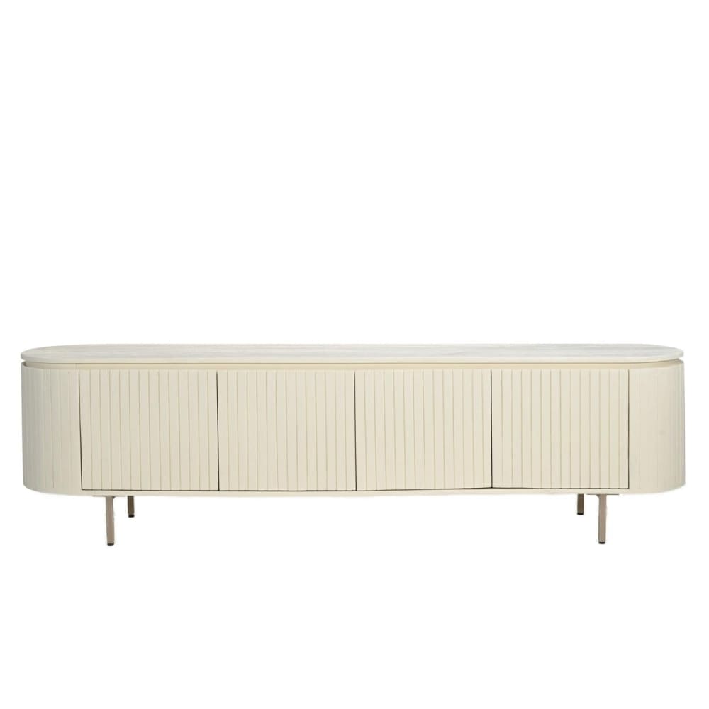 Livingfurn Sideboard Patou aus Mangoholz 210cm, Cremeweiß Beige