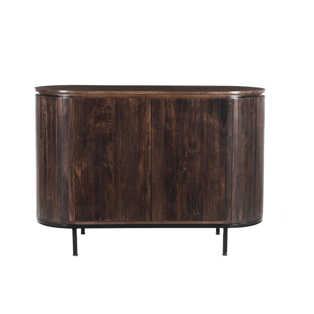 Livingfurn Sideboard Noor aus Mangoholz 115cm, Dunkelbraun - -
