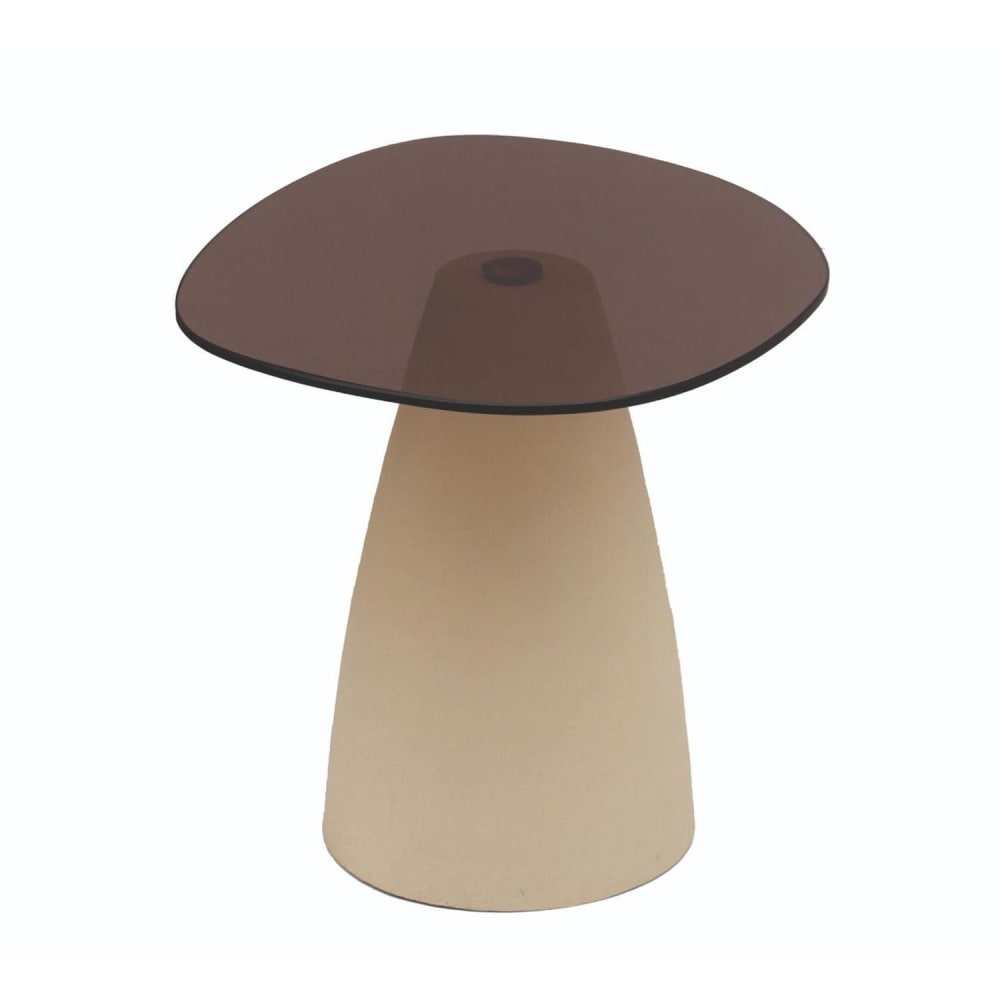 Livingfurn Couchtisch Mylon mit Rauchglasplatte 50cm, beige - -