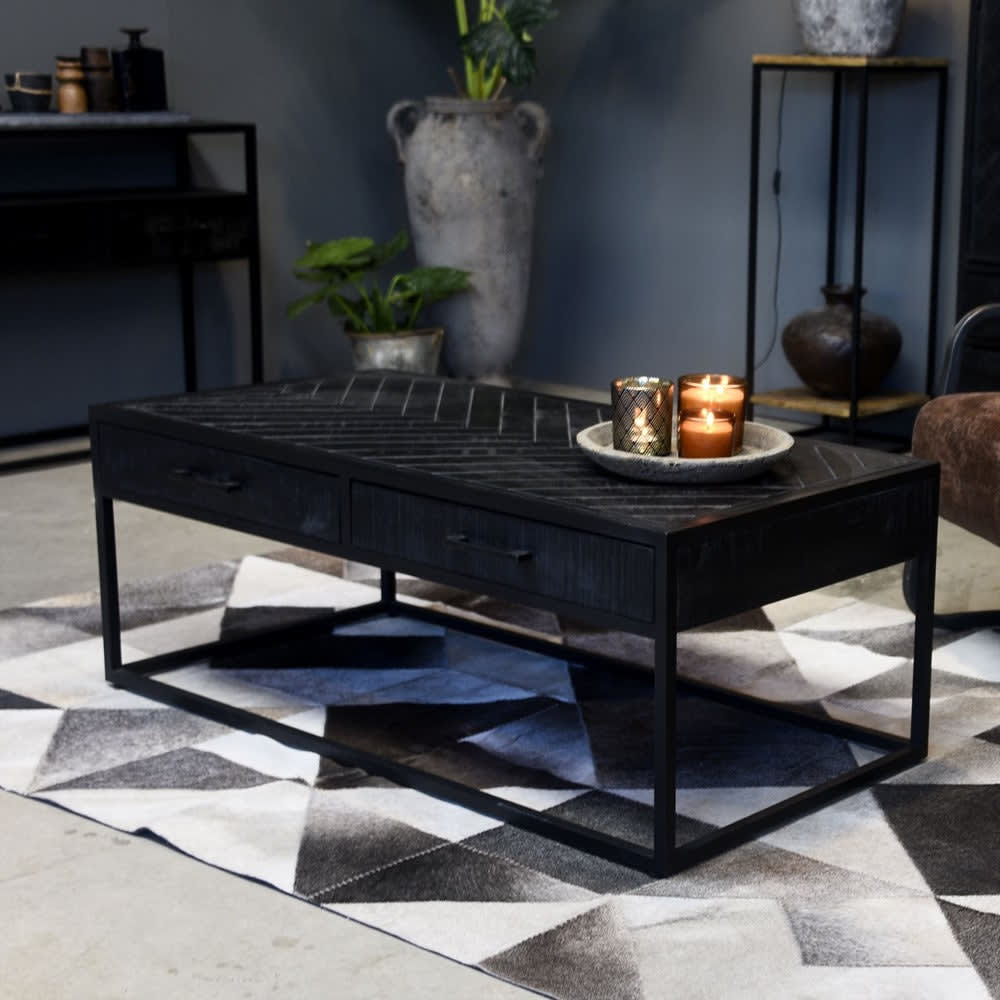 Couchtisch Jax aus Mangoholz 120cm, Schwarz - Maisons Du Monde