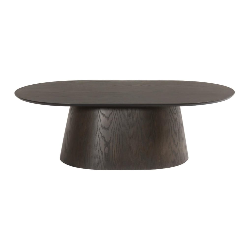 Livingfurn Couchtisch Novero Oval 120 aus Eichenholz, Dunkelbraun - -