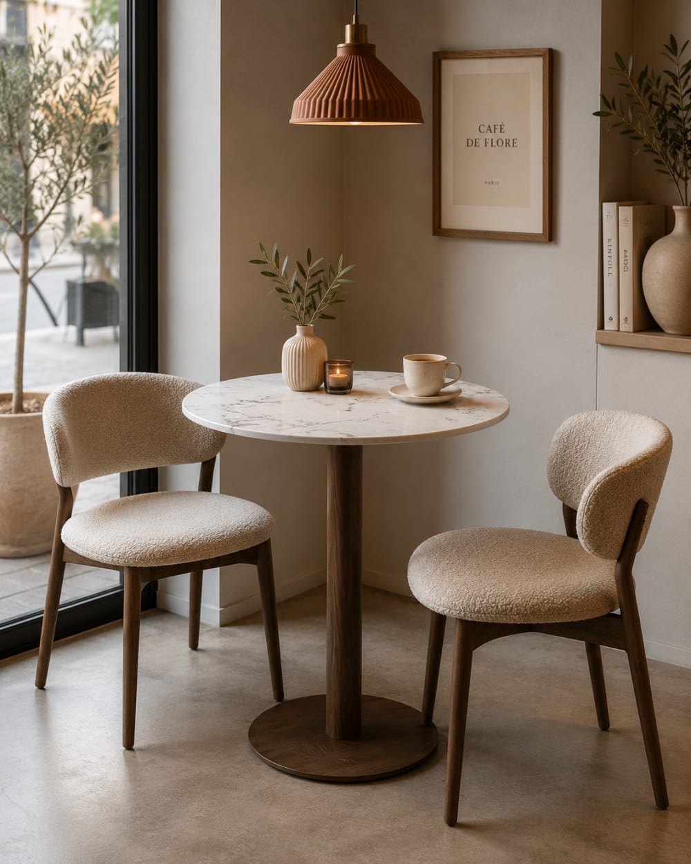 Esstisch Bistro aus Keramik Ø70cm, Weiß - Maisons Du Monde