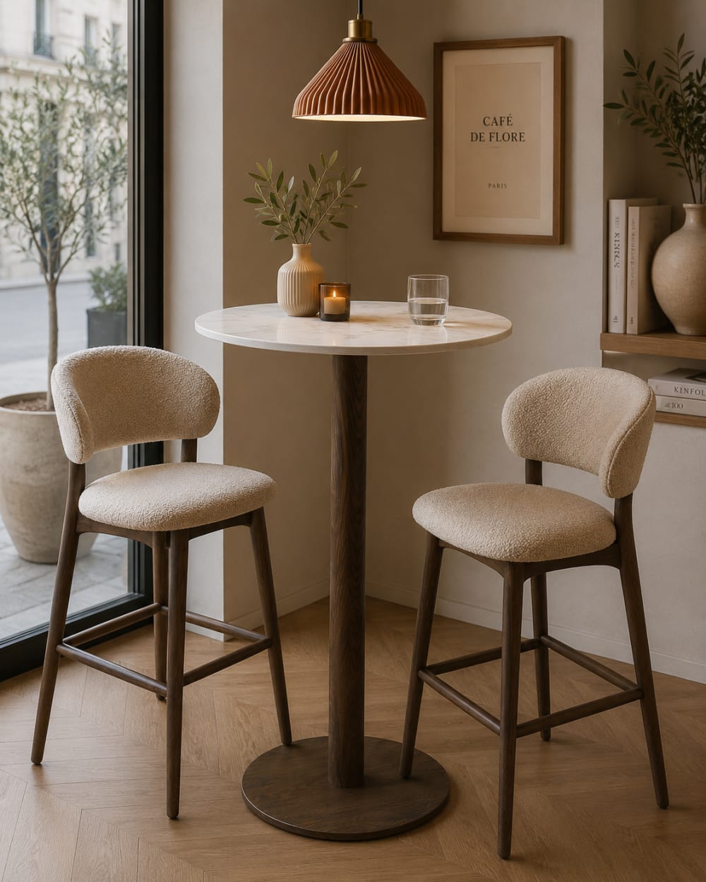 Bartisch Bistro aus Keramik Ø70cm, Weiß - Maisons Du Monde