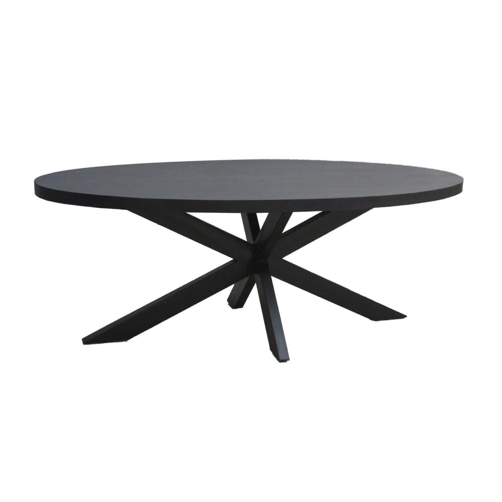 Livingfurn Esstisch Oval aus Mangoholz 240*100cm, Schwarz Schwarz