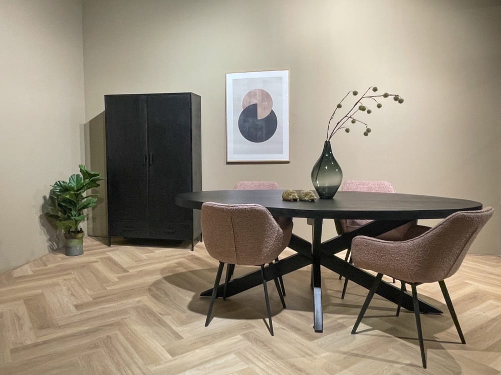 Esstisch Oval aus Mangoholz 240*100cm, Schwarz - Maisons Du Monde
