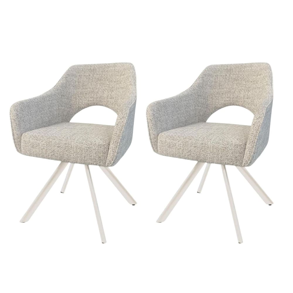 Livingfurn 2er-Set Esszimmerstühle Helen, sandbraun - Stoff