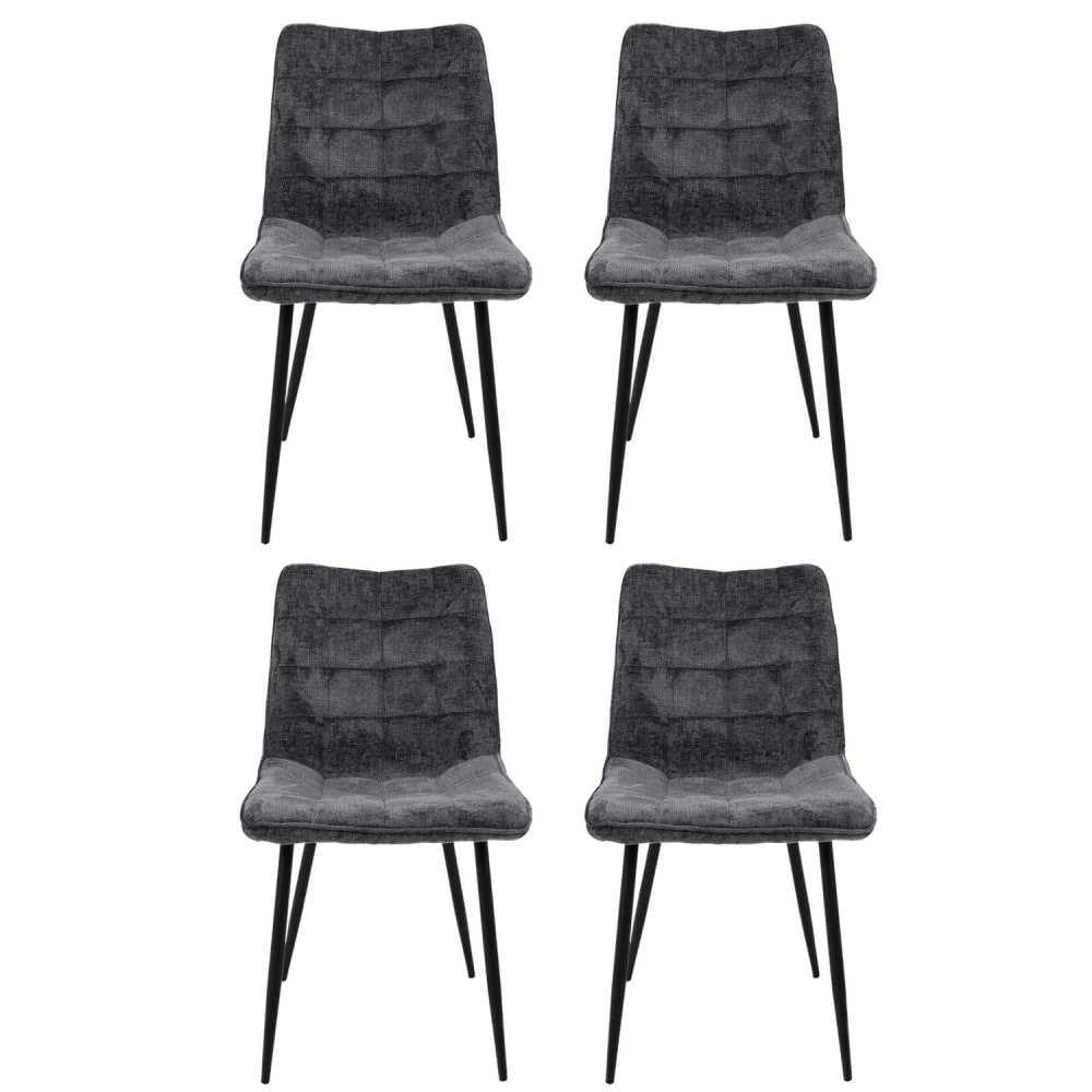 Benoa 4er-Set Esszimmerstühle Lucille aus Chenille, Petrol Blau Stoff