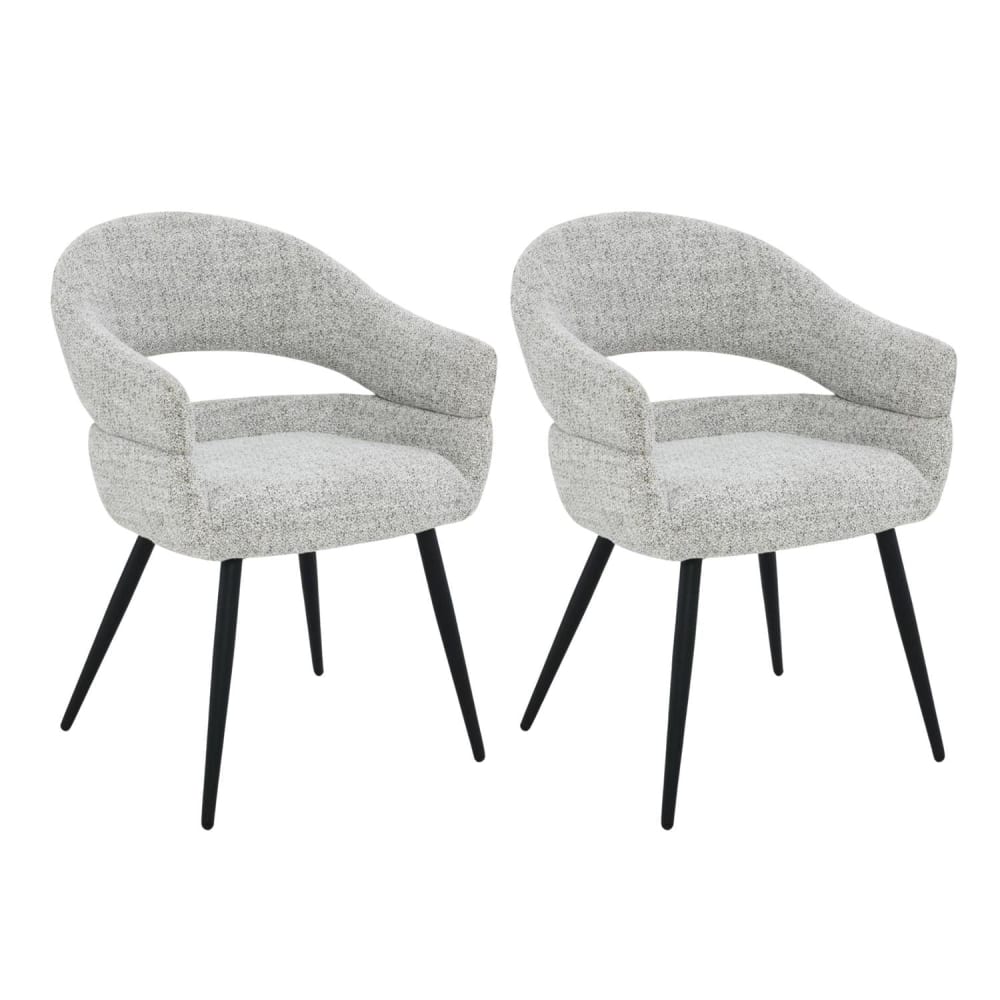 Livingfurn 2er-Set Esszimmerstühle Megan, Hellgrau - Stoff