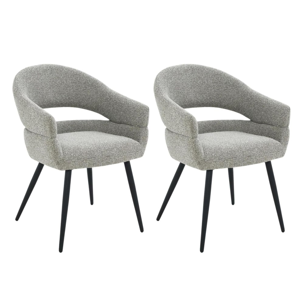 Livingfurn 2er-Set Esszimmerstühle Megan, Grau Grau Stoff