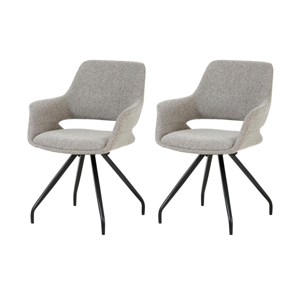 Livingfurn 2er-Set Esszimmerstühle Capp, Grau Grau Stoff