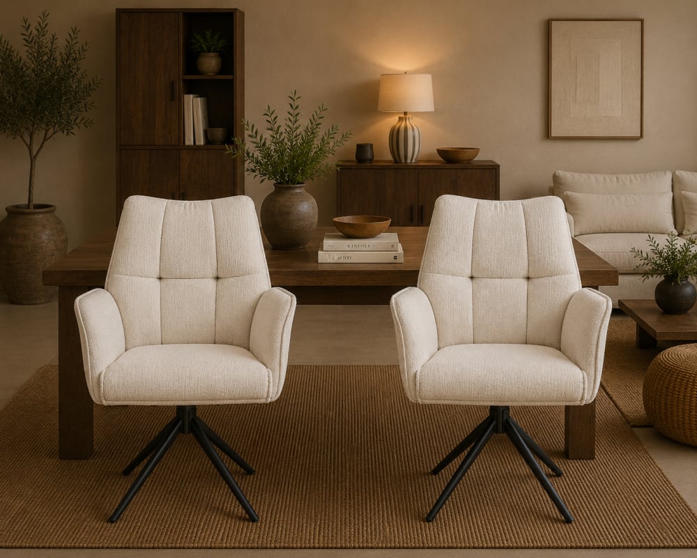 2er-Set Esszimmerstühle Sem drehbar, Weiß - Maisons Du Monde