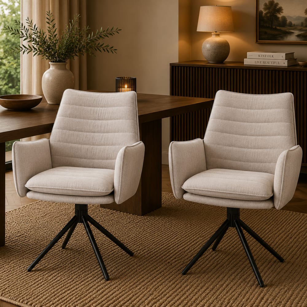 2er-Set Armlehnstühle Tim drehbar, beige - Maisons Du Monde