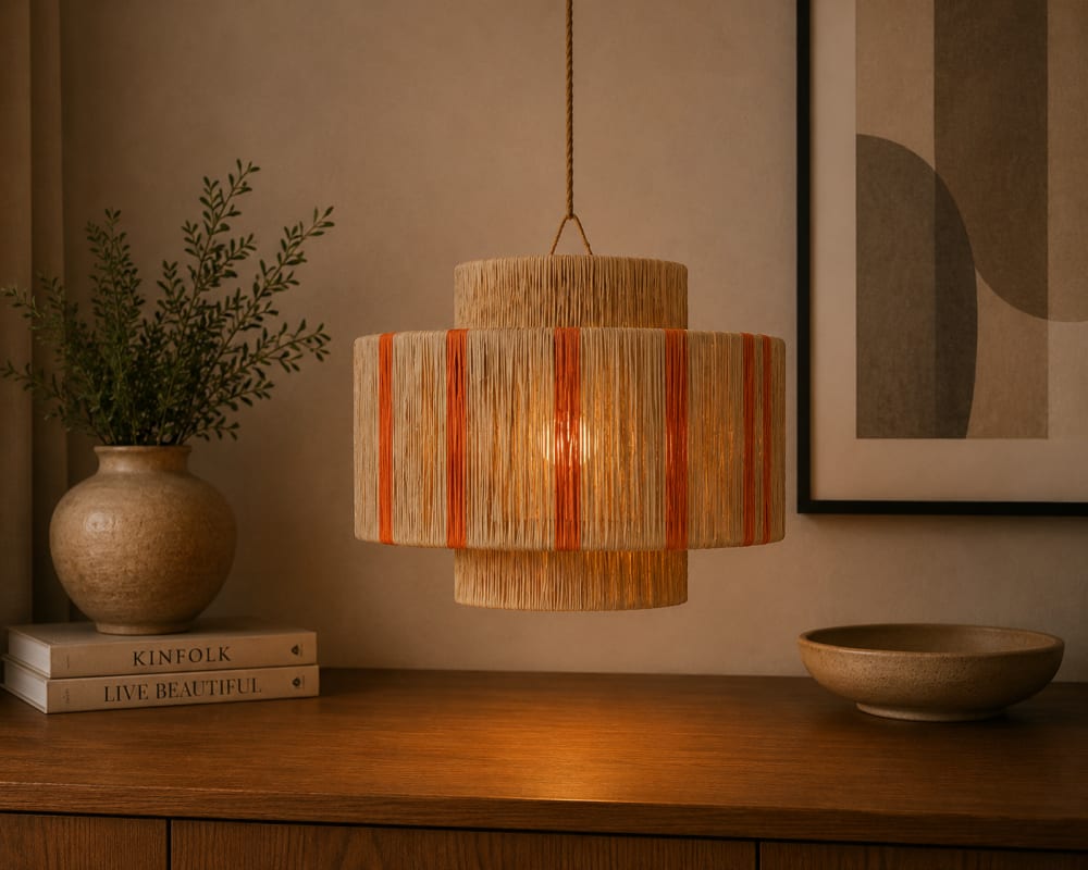 Lampenschirm Stripe Ø40cm, Orange/sandbraun - Maisons Du Monde