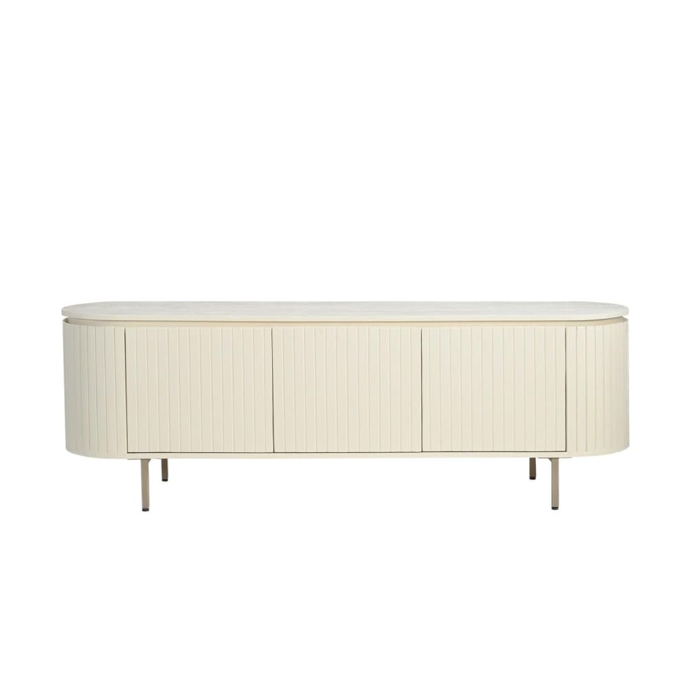 Livingfurn Sideboard Patou aus Mangoholz 170cm, Cremeweiß Beige