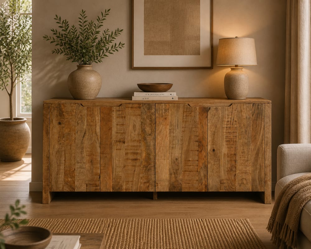 Sideboard Sophie aus Mangoholz 160cm, Hellbraun - Maisons Du