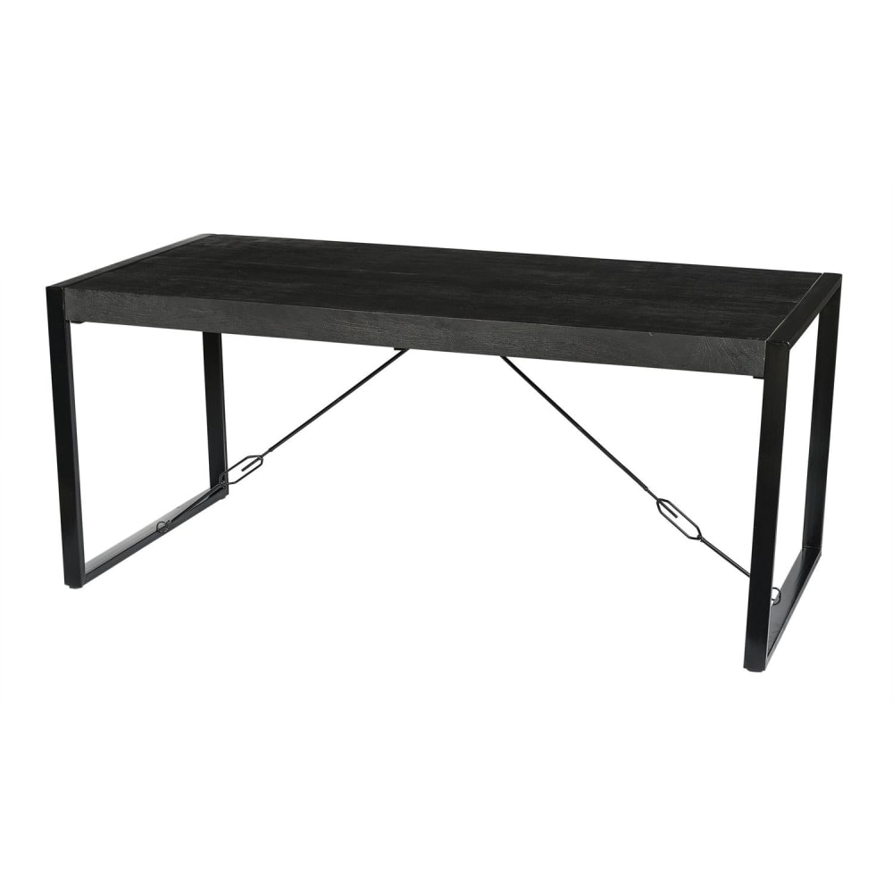 Livingfurn Esstisch aus Mangoholz 200cm, Schwarz Schwarz