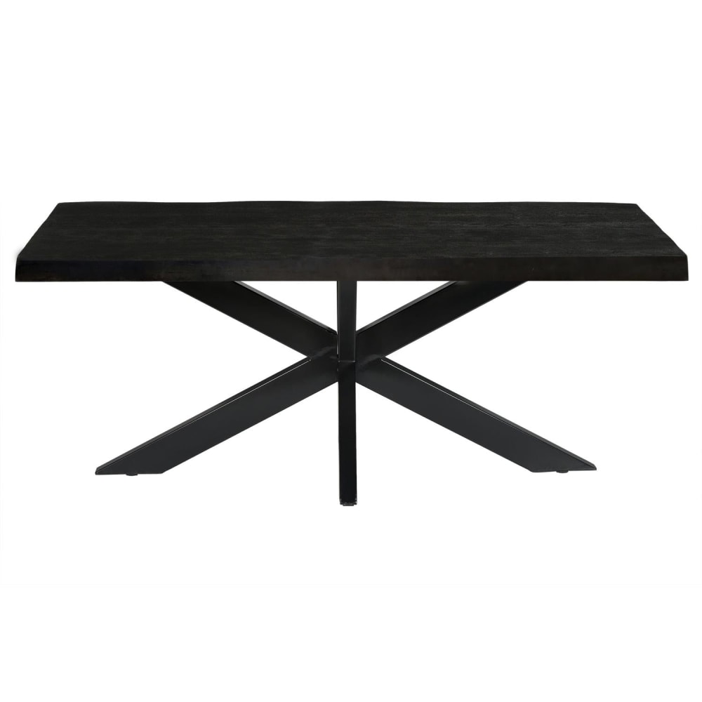 Livingfurn Esstisch aus Mangoholz 200cm, Schwarz Schwarz