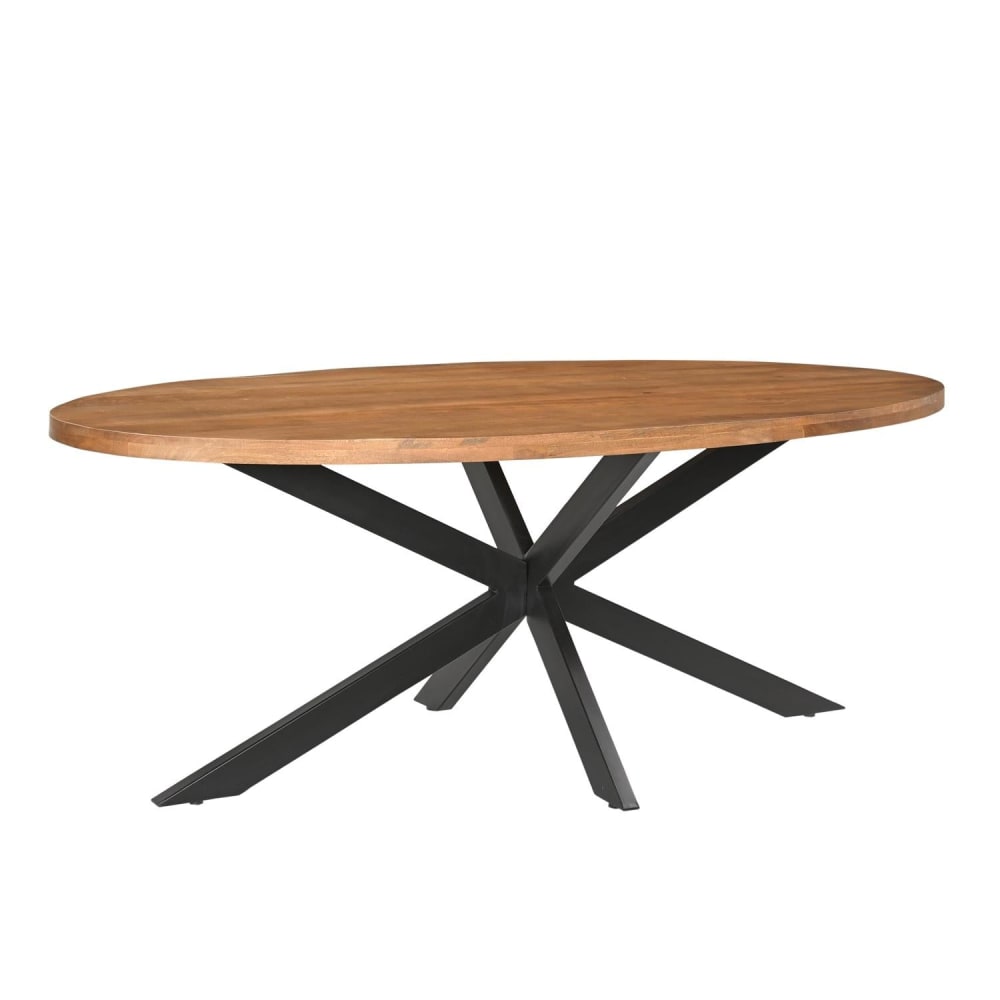 Livingfurn Esstisch Rocky Oval aus Mangoholz 240cm, Braun Braun