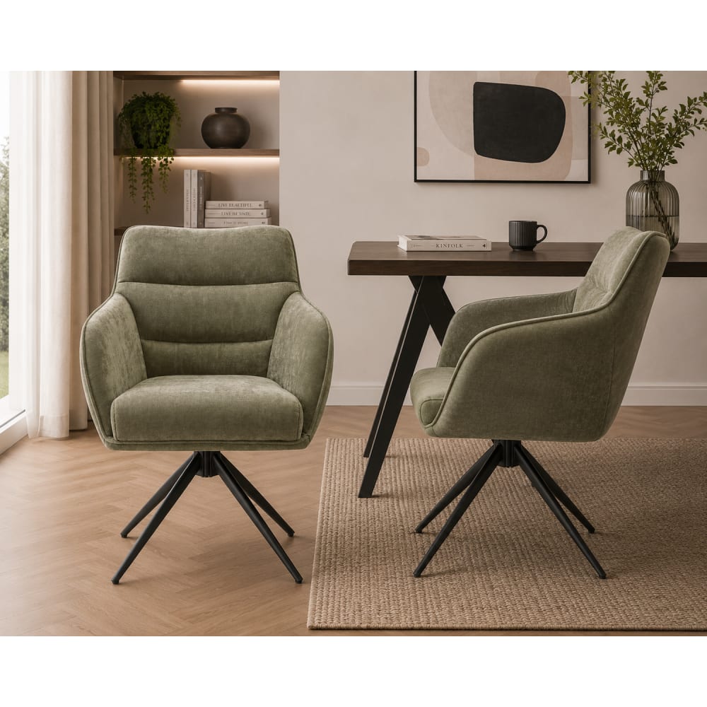 2er-Set Esszimmerstühle Dewin drehbar, Grün - Maisons Du Monde