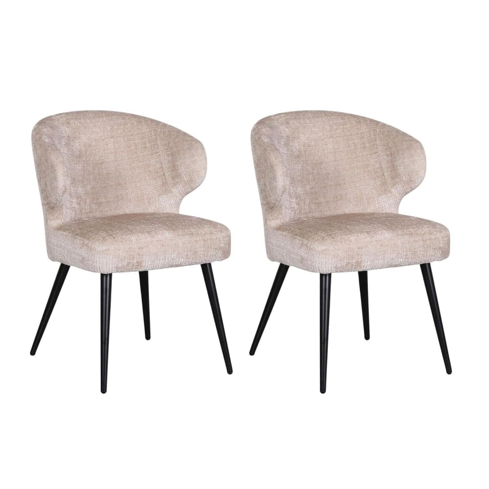 Pole to Pole 2er-Set Esszimmerstühle Mera, Cremeweiß Beige Stoff