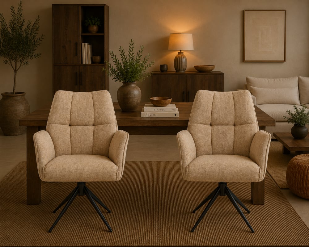 2er-Set Esszimmerstühle Sem drehbar, Hellbraun - Maisons Du Monde