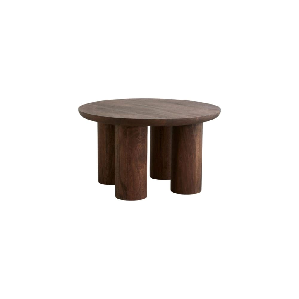 Nordal Couchtisch Helin aus Mangoholz Ø70cm, Dunkelbraun - -
