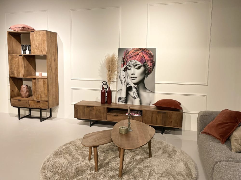 2er-Set Couchtisch Xavier aus Mangoholz, Dunkelbraun - Maisons Du