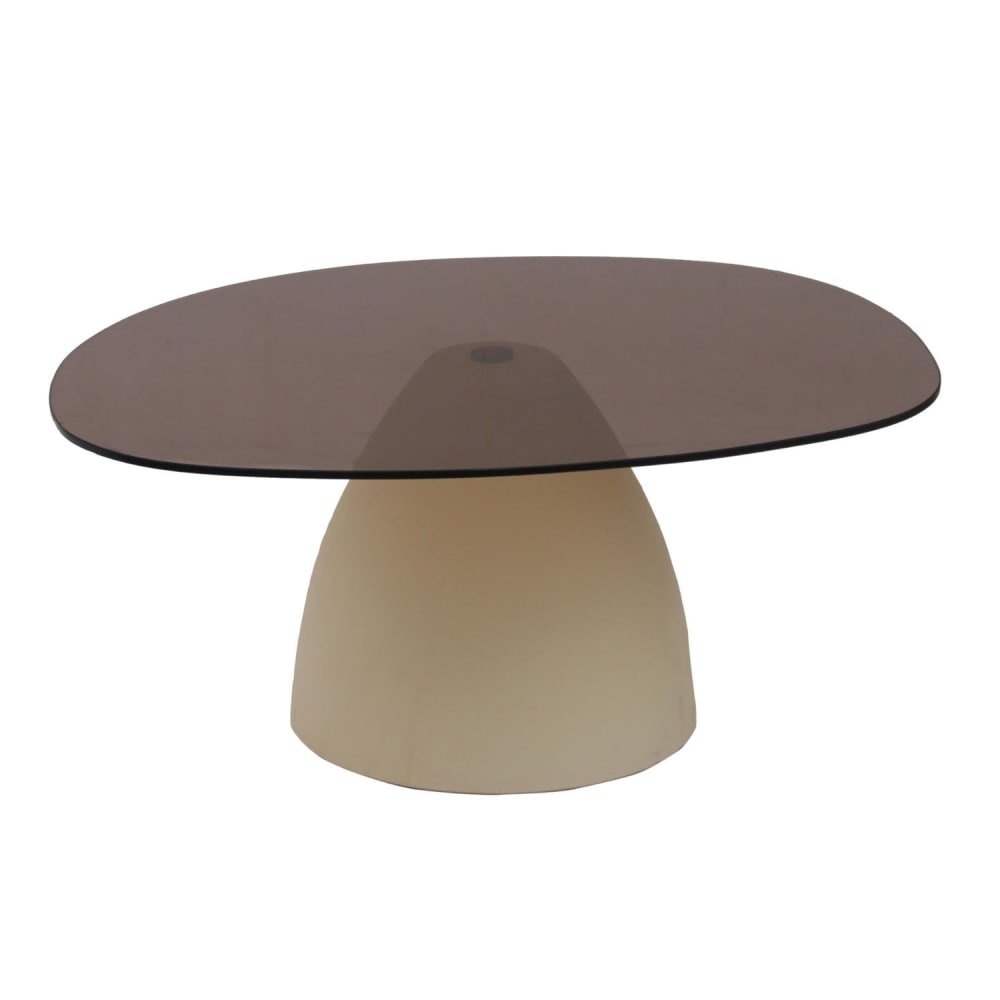 Livingfurn Couchtisch Mylon mit Rauchglasplatte 86cm, beige - -