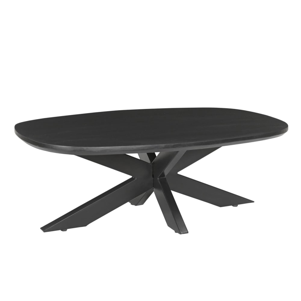 Livingfurn Couchtisch Jesper aus Mangoholz 120cm, Schwarz Schwarz