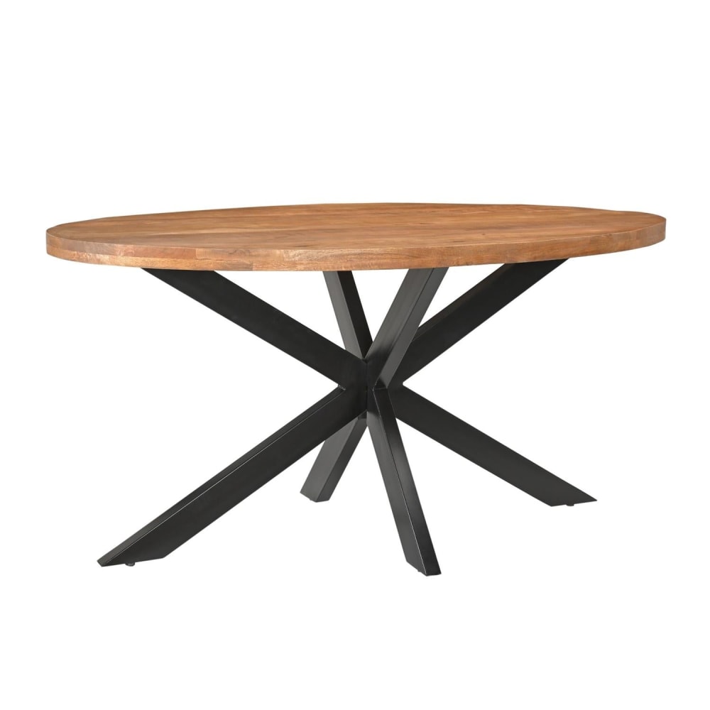 Livingfurn Esstisch Rocky Oval aus Mangoholz 160cm, Braun Braun