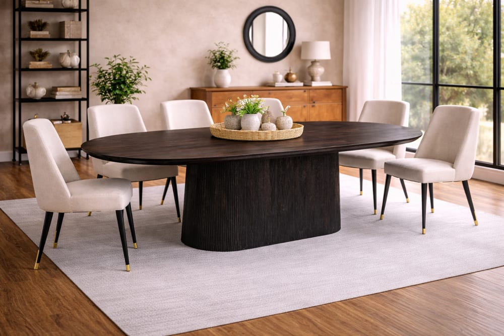 Esstisch Salvator aus Mangoholz Oval 300cm, Walnuss - Maisons Du