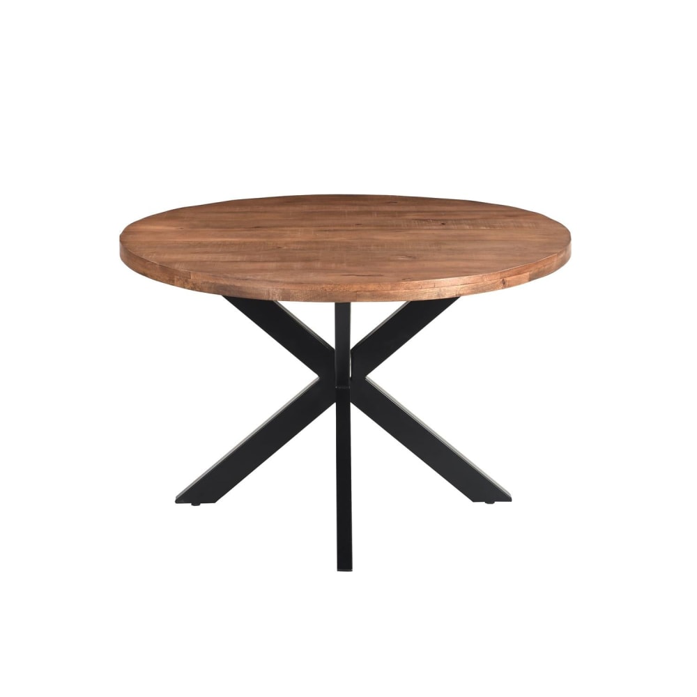 Livingfurn Esstisch Rocky aus Mangoholz Ø130cm, Braun Braun
