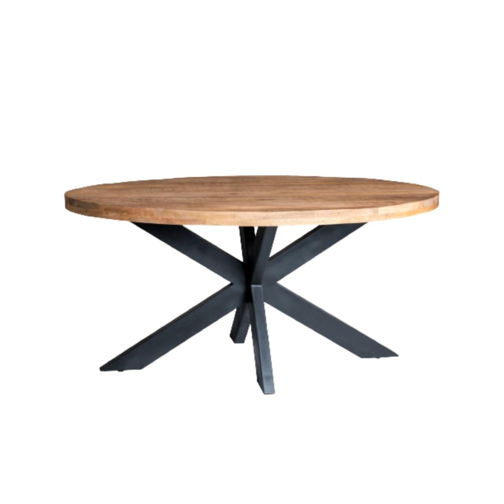 Livingfurn Esstisch Oval 160cm aus Mangoholz, Hellbraun - -
