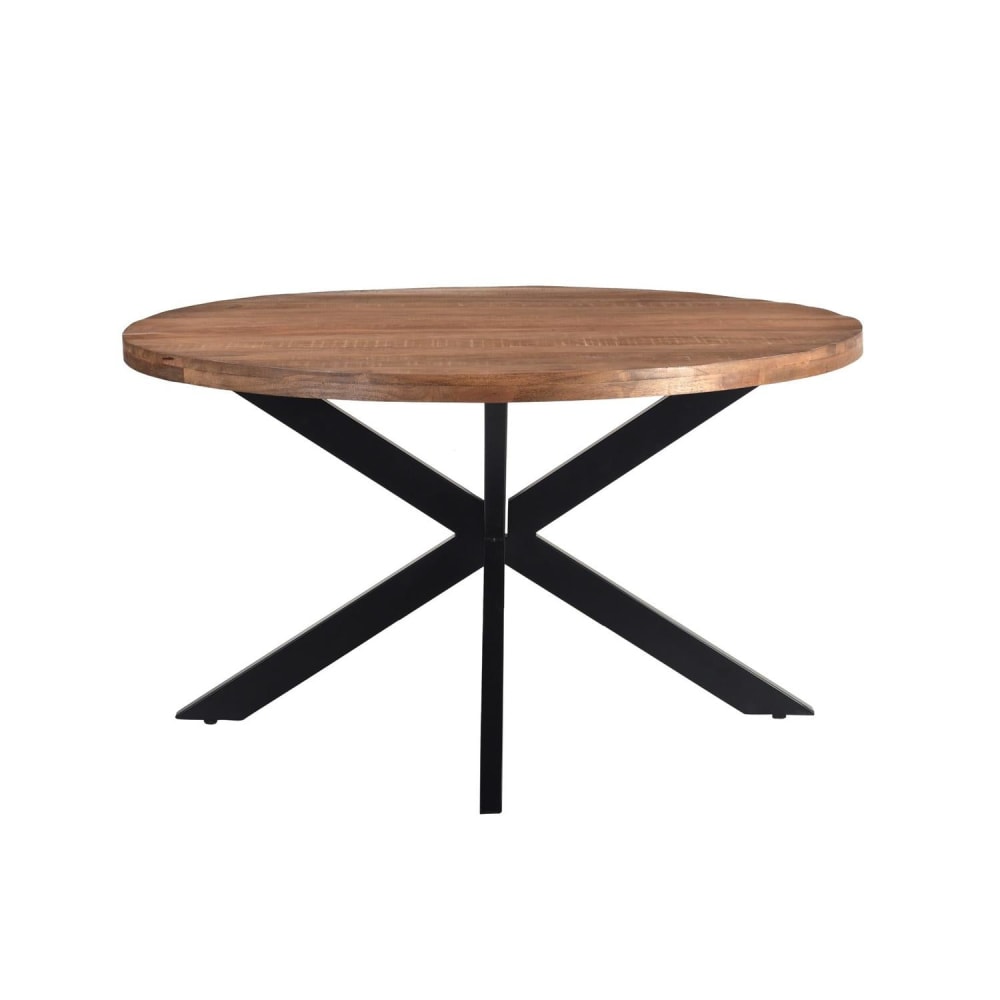 Livingfurn Esstisch Rocky aus Mangoholz Ø140cm, Braun Braun