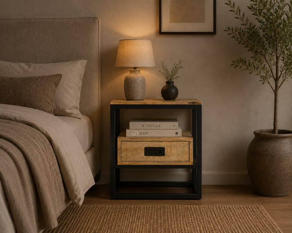 Nachttisch Len aus Mangoholz, Hellbraun - Maisons Du Monde