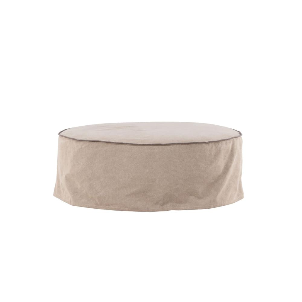 Vind Pouf Vindö aus Leinen Ø101 cm, Braun Braun Stoff