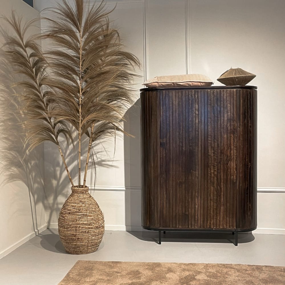 Highboard Noor aus Mangoholz 151cm, Dunkelbraun - Maisons Du