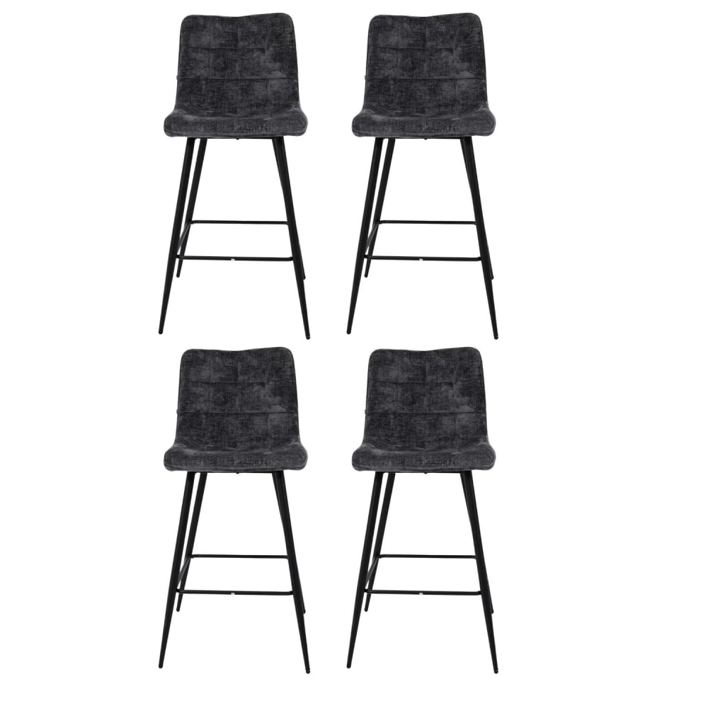 Benoa 4er-Set Barhocker Lucille aus Chenille, Petrol Blau Stoff