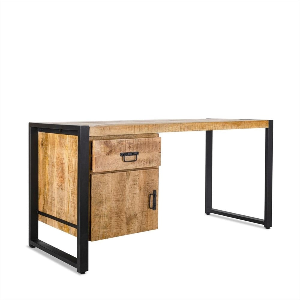Schreibtisch mit Schublade und Tür 145cm, Hellbraun - Maisons Du