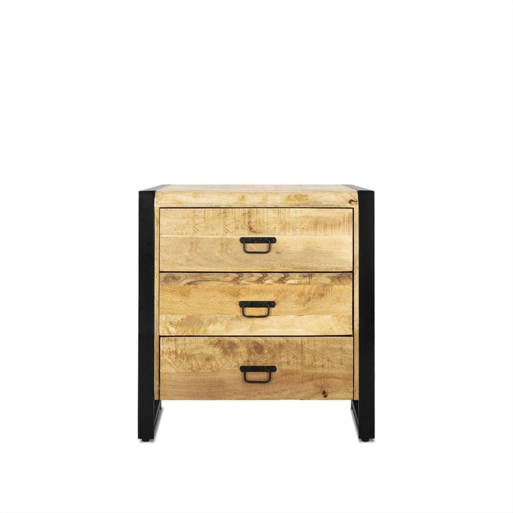 Benoa Kommode aus Mangoholz mit 3 Schubladen 80cm, Hellbraun - -