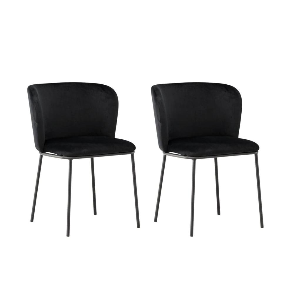 Venture Home 2er-Set Polsterstühle Edina aus Samt, Schwarz Schwarz Stoff
