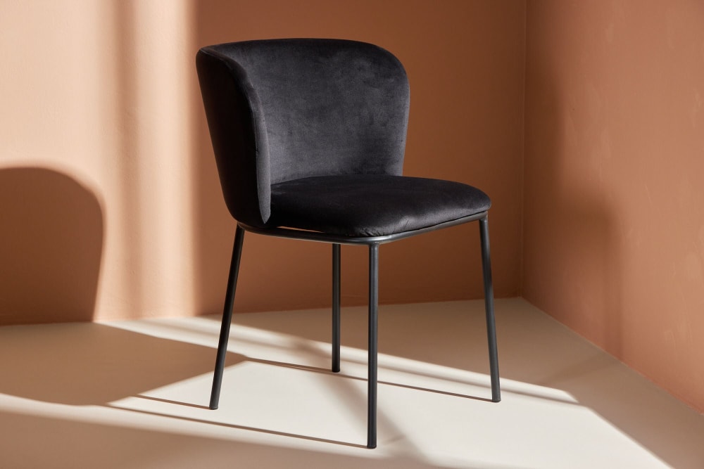 2er-Set Polsterstühle Edina aus Samt, Schwarz - Maisons Du Monde